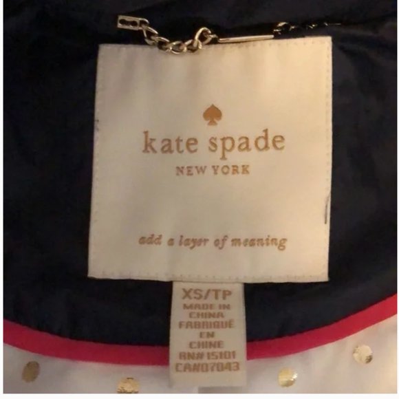 kate spade Faux Fur Trim Hooded Puffer Coat jacket deep navy size xs nwot - Picture 7 of 13